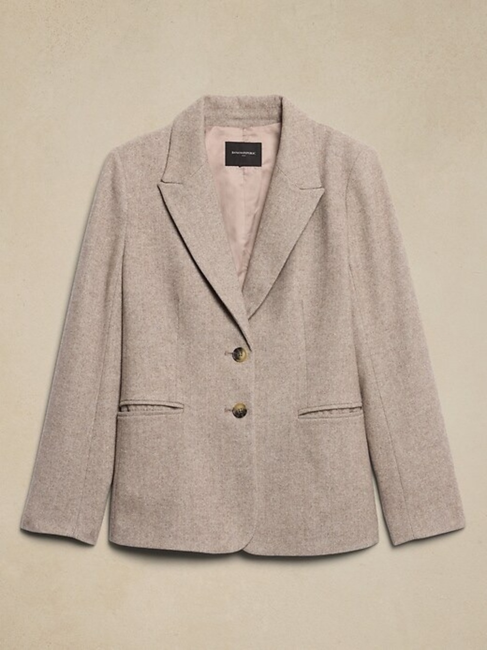 Banana Republic Factory Wool Blend Herringbone Blazer Blonde 00P